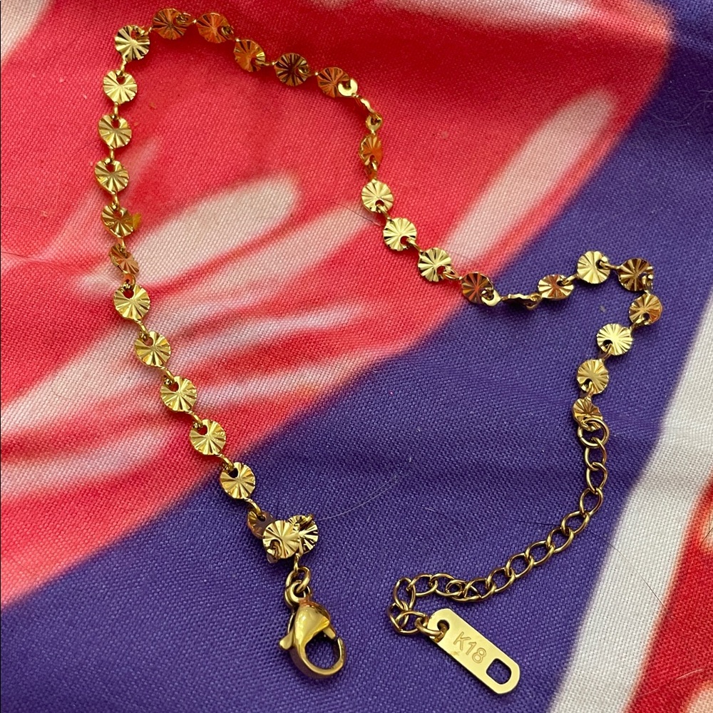 14K Gold ( plated) and titanium flower Chain ankle Bracelet